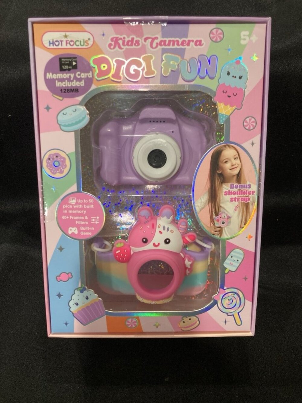 Hot Focus Kids Digital Camera Digi Fun Purple w Strap 128MB